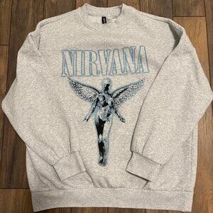 H&M Women's Grey and Blue Sweatshirt